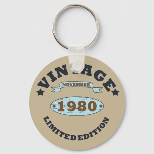 born in november 1980 vintage birthday keychain