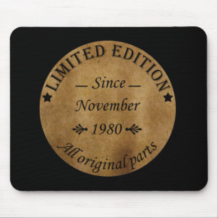 born in november 1980 vintage birthday mouse pad