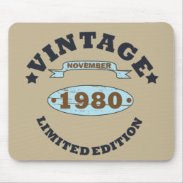 born in november 1980 vintage birthday mouse pad