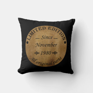 born in november 1980 vintage birthday throw pillow