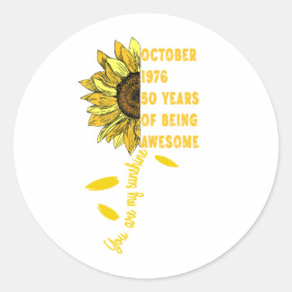 Born In october 1966 Sunflower 60th Birthday 60 Ye Classic Round Sticker