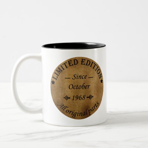 born in october 1968 vintage classic Two_Tone coffee mug