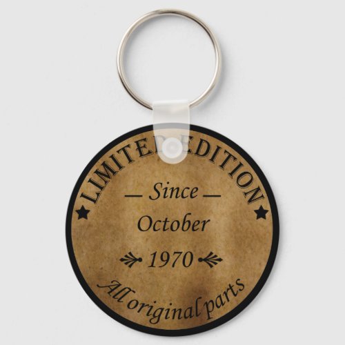 born in october 1970 vintage birthday keychain