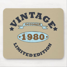 born in october 1980 vintage birthday mouse pad