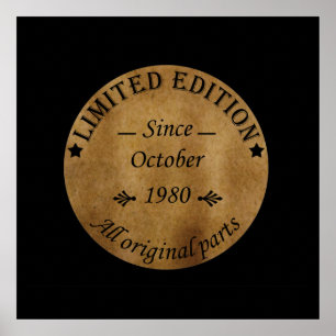 born in october 1980 vintage birthday poster