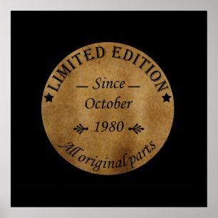 born in october 1980 vintage birthday poster