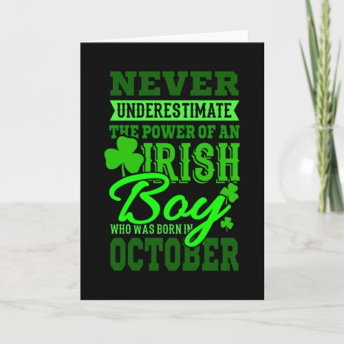 BORN IN OCTOBER Birthday Irish Boy Men Dad Card