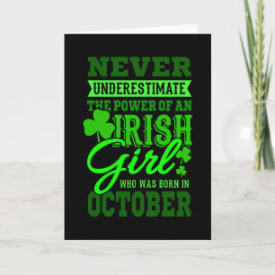 BORN IN OCTOBER Birthday Irish Girl Women Mom Card