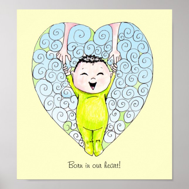 Born in our Heart Baby Boy wall art (Front)