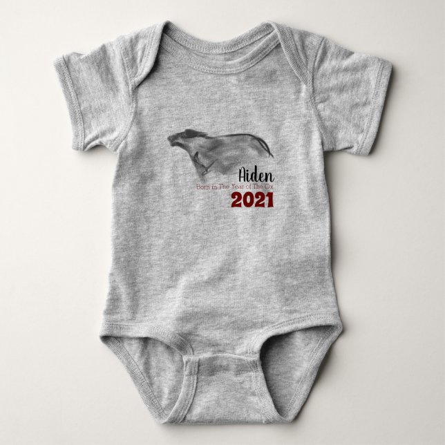 Born in OX Vietnamese New Year 2021 Baby B Baby Bodysuit (Front)