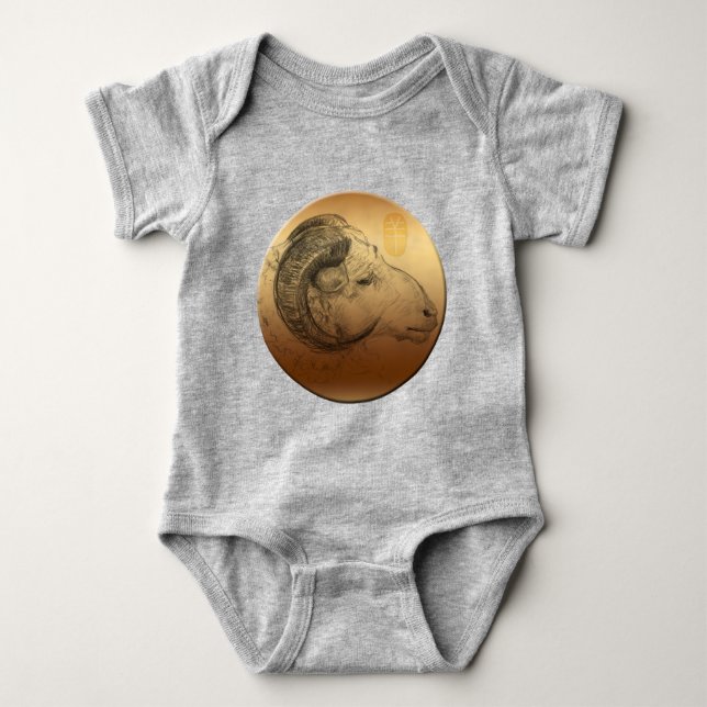 Born in Ram Chinese Year Zodiac Baby Bodysuit (Front)