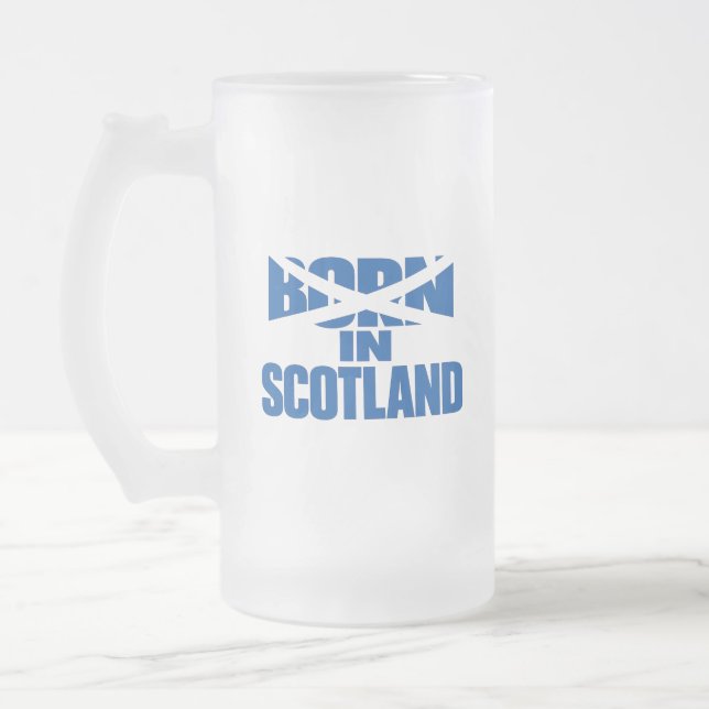 Born In Scotland Frosted Glass Mug (Left)