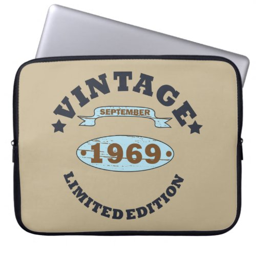 born in september 1969 vintage birthday laptop sleeve
