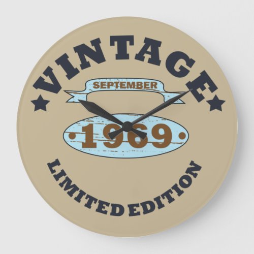 born in september 1969 vintage birthday large clock