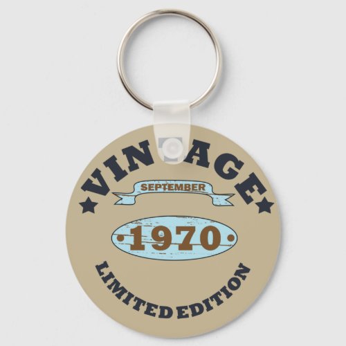 born in september 1970 vintage birthday keychain