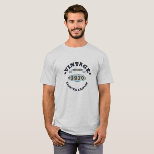 born in september 1970 vintage birthday T_Shirt