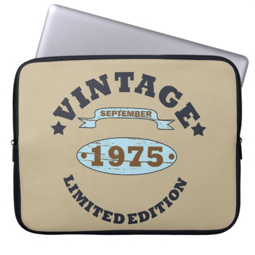 born in september 1975 vintage birthday laptop sleeve