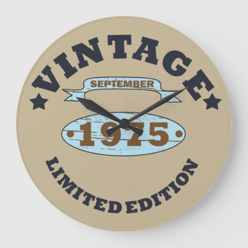 born in september 1975 vintage birthday large clock