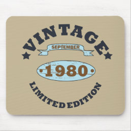 born in september 1980 vintage birthday mouse pad