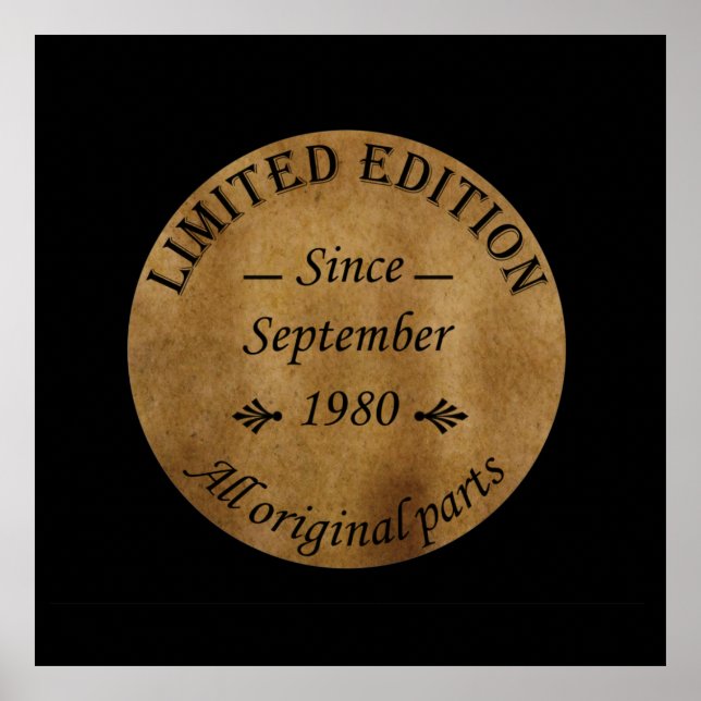 born in september 1980 vintage birthday poster (Front)