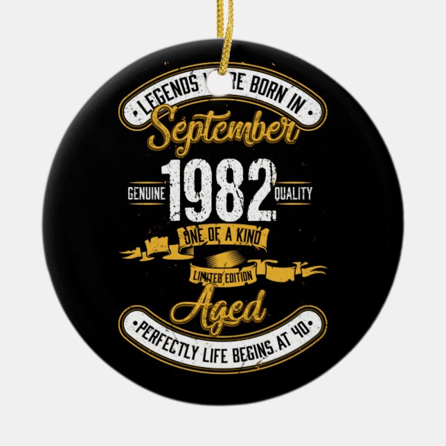 Born In September 1982 40th Birthday 40 Years Old Ceramic Ornament (Front)