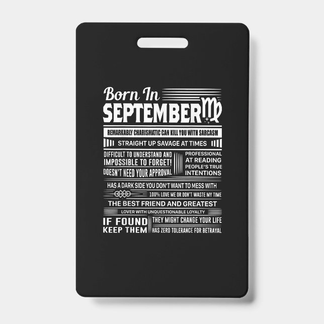 Born in september virgo funny birthday gift badge (Front)