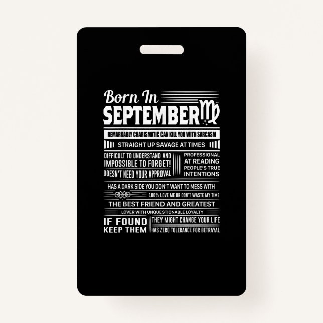 Born in september virgo funny birthday gift badge (Front)
