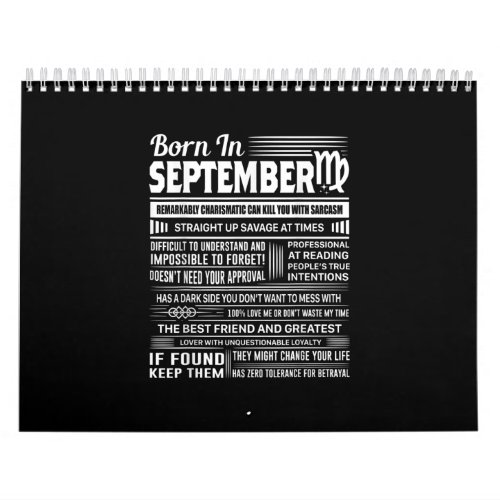 Born in september virgo funny birthday gift calendar
