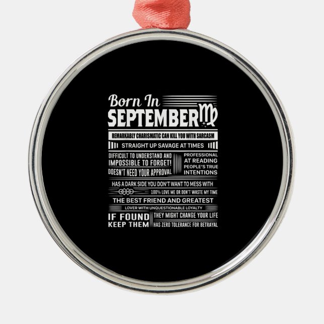 Born in september virgo funny birthday gift metal ornament (Front)