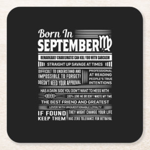 Born in september virgo funny birthday gift square paper coaster