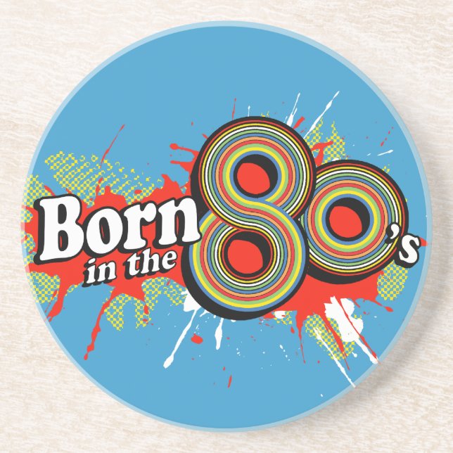 Born in the 80's graphic blue coaster (Front)