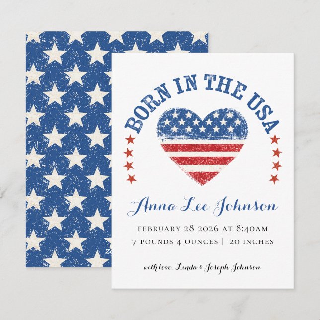 Born in the USA Birth Announcement (Front/Back)