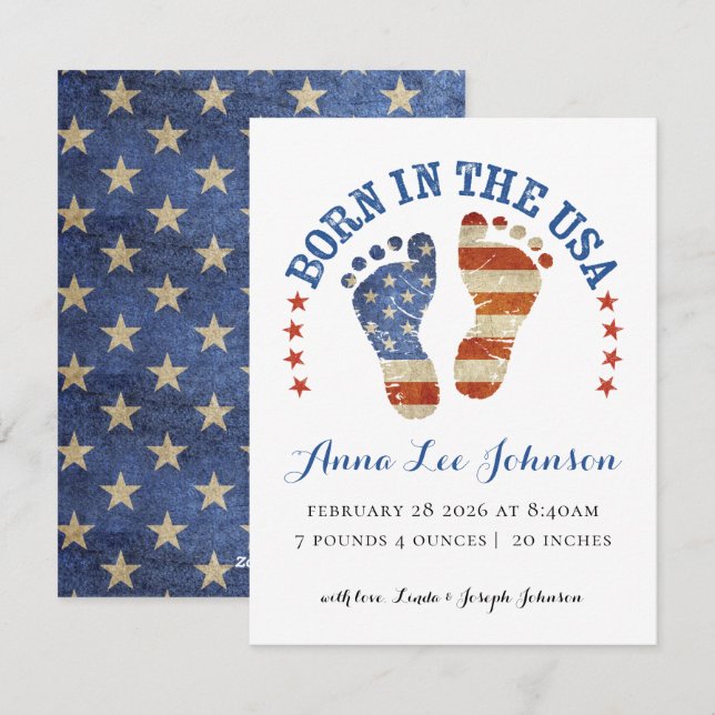 Born in the USA Birth Announcement (Front/Back)