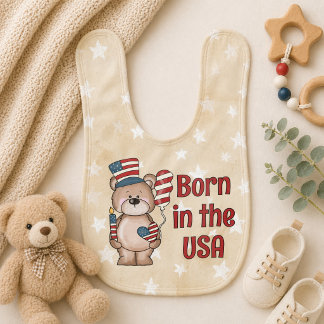 Born in the USA Patriotic Baby Bib