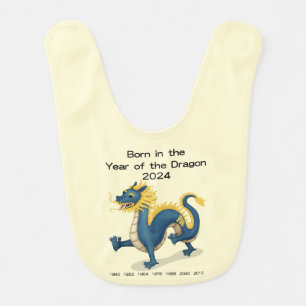 Born in the Year of the Dragon 2024 Yellow Baby Bib