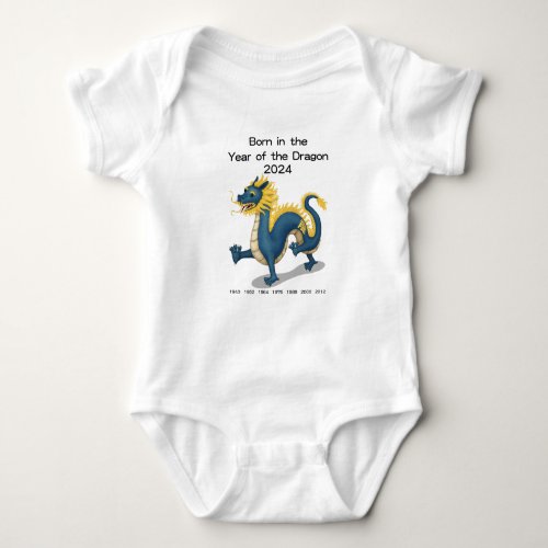 Born in the Year of the Dragon 2024 Zodiac Sign Baby Bodysuit