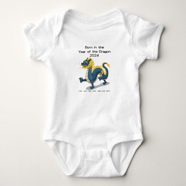 Born in the Year of the Dragon 2024 Zodiac Sign Baby Bodysuit (Front)