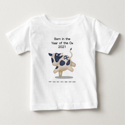 Born in the Year of the Ox 2021 Zodiac Sign Cute Baby T_Shirt