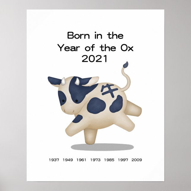 Born in the Year of the Ox Chinese Zodiac Sign (Front)