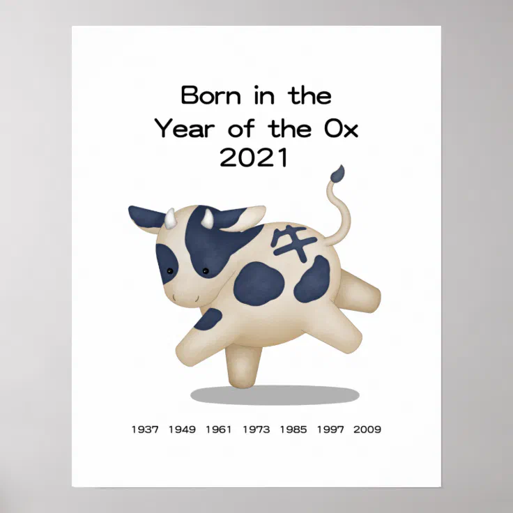 Born in the Year of the Ox Chinese Zodiac Sign | Zazzle