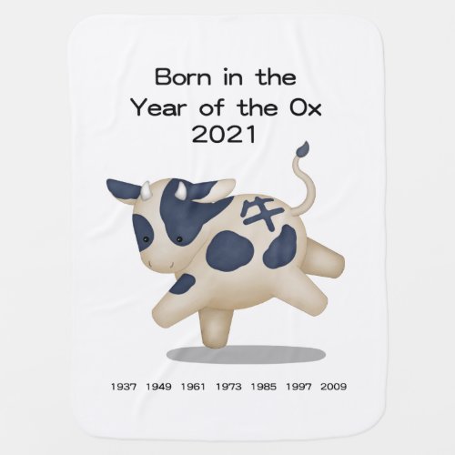 Born in the Year of the Ox Chinese Zodiac Sign Baby Blanket