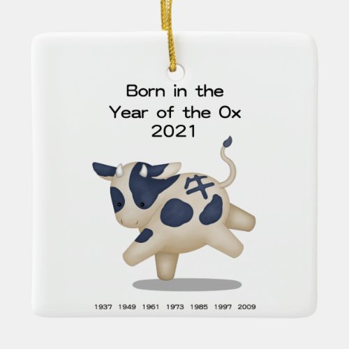 Born in the Year Of the Ox Personalized Keepsake Ceramic Ornament