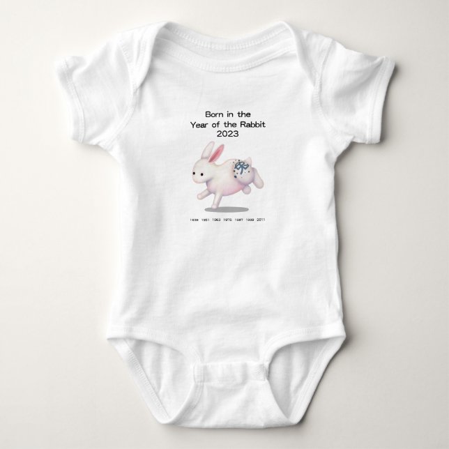 Born in the Year of the Rabbit 2023 Zodiac Sign Baby Bodysuit (Front)