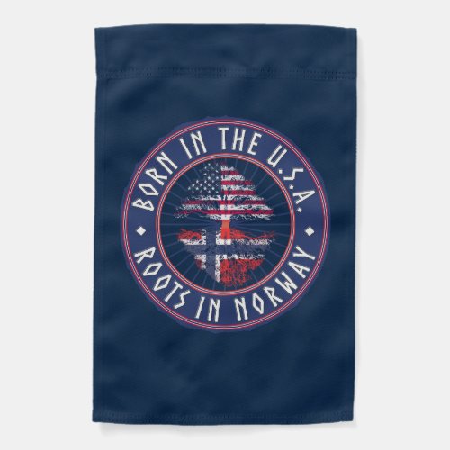 Born in USA  Roots in Norway Blue Garden Flag