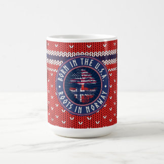 "Born in USA · Roots in Norway" Blue with Sweater Coffee Mug