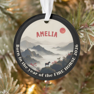 Born in Year of the Horse 2026 Chinese Mountain Ornament
