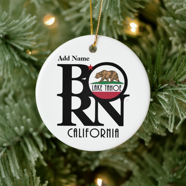 BORN Lake Tahoe California Ceramic Ornament (Tree)
