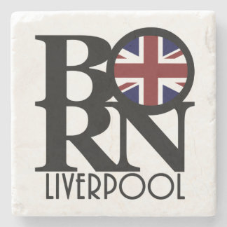 BORN Liverpool England (UK Flag) Stone Coaster