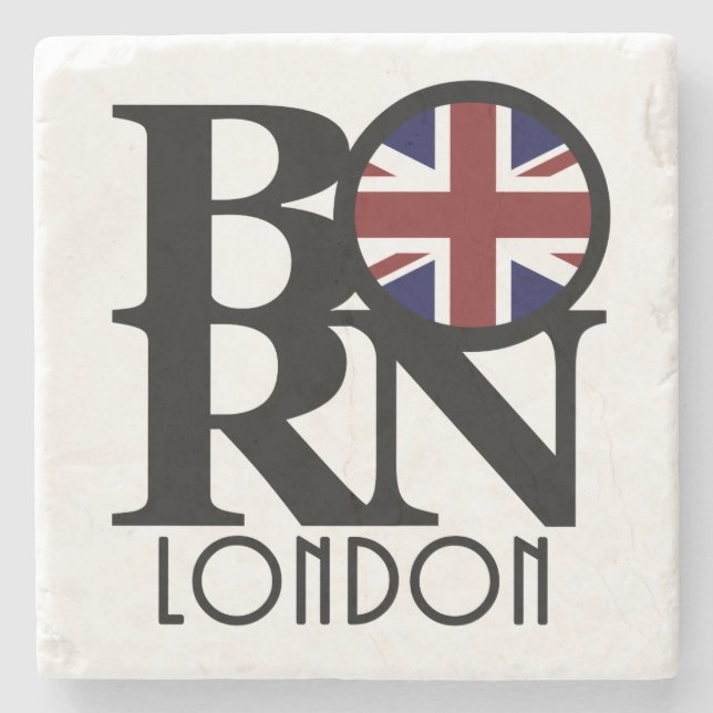 BORN London (UK flag) Stone Coaster (Front)