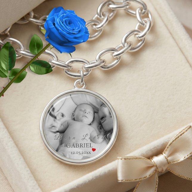Born Loved Custom Baby Photo Name Date Bracelet (Creator Uploaded)